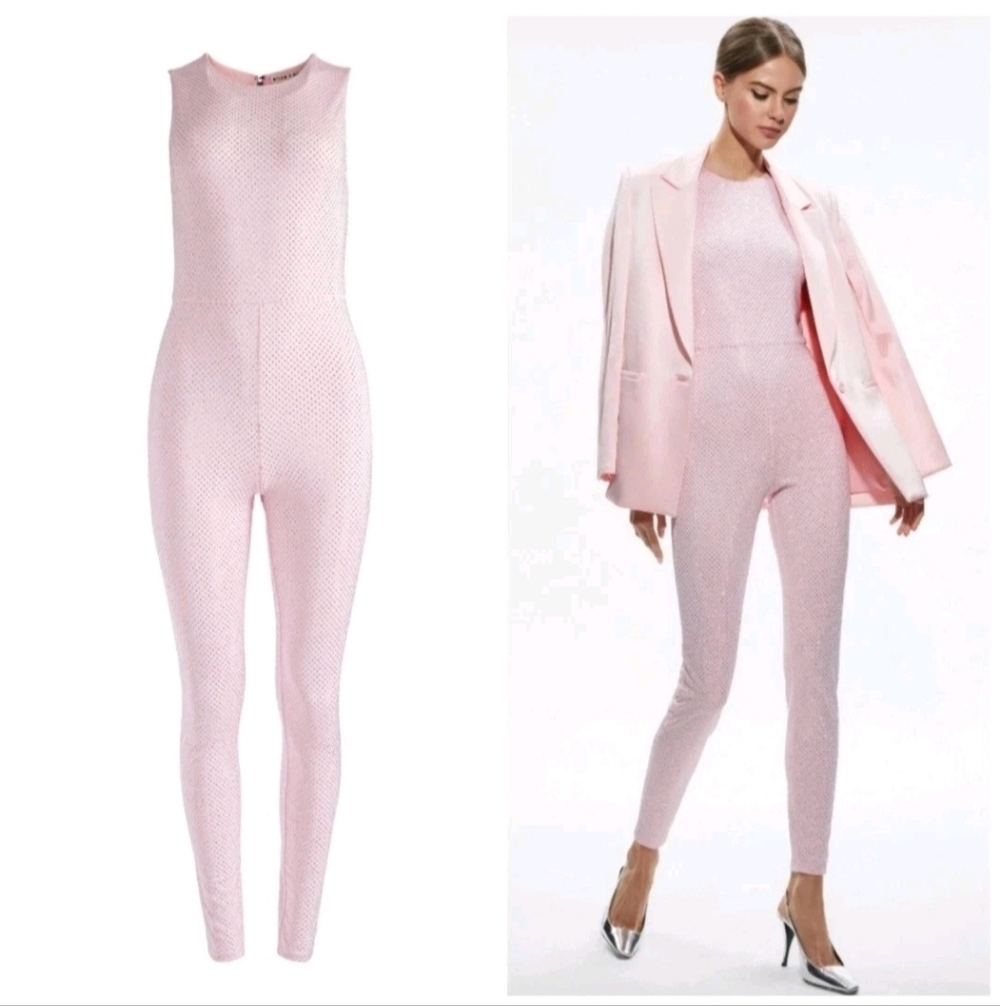 ALICE + OLIVIA FREDDIE CREWNECK EMBELLISHED CATSUIT $595 - Picture 8 of 15